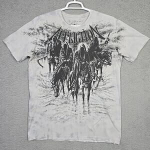 Vintage Grey Four Grim reaper Horsemen Affliction Shirt Size XL